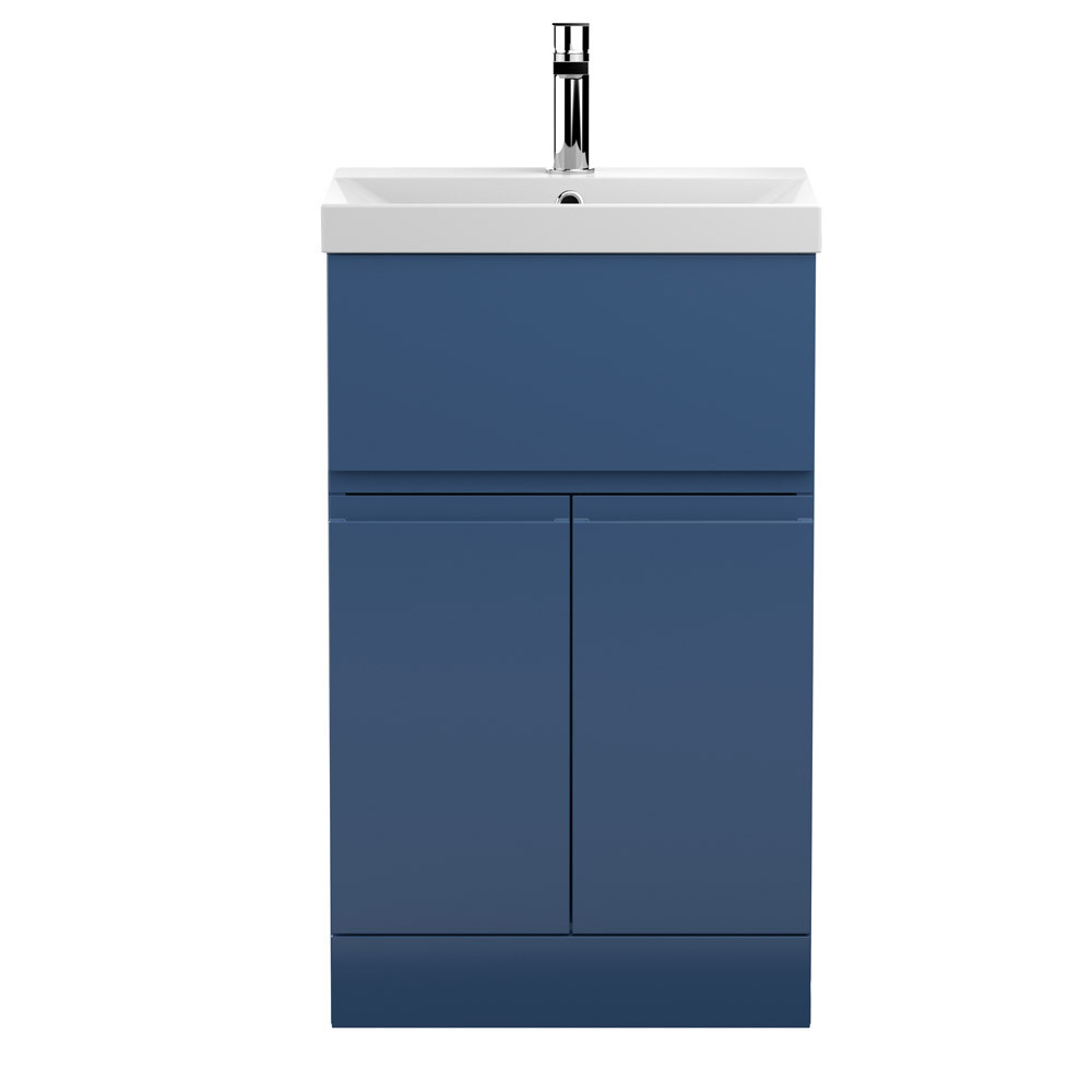 Hudson Reed Urban 2-Door/Drawer Free Standing Satin Blue Vanity Unit & Basin 3