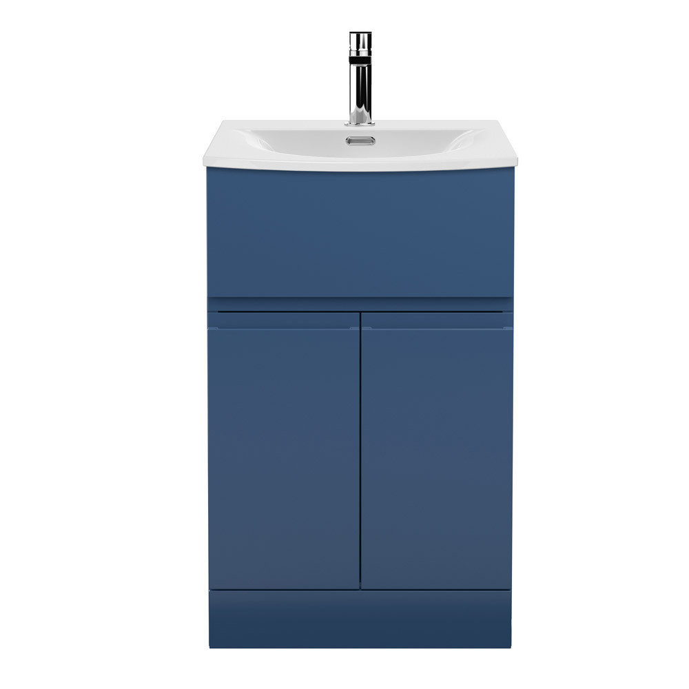 Hudson Reed Urban 2-Door/Drawer Free Standing Satin Blue Vanity Unit & Basin 4