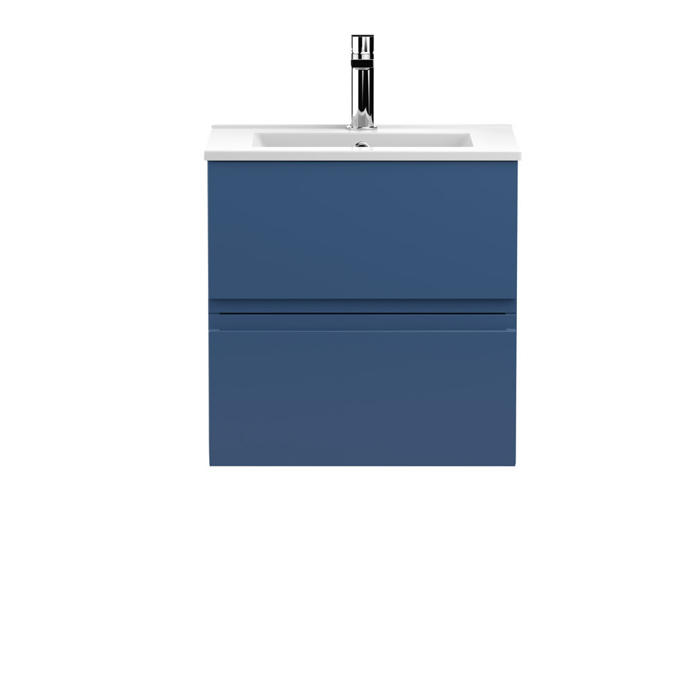 Hudson Reed Urban 2-Drawer Wall Hung Satin Blue Vanity Unit & Basin 2