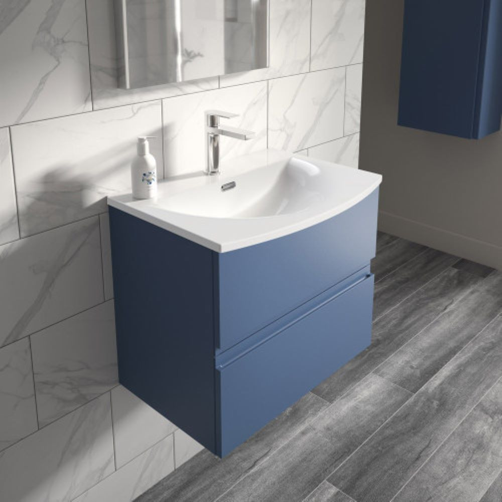 Hudson Reed Urban 2-Drawer Wall Hung Satin Blue Vanity Unit & Basin 4