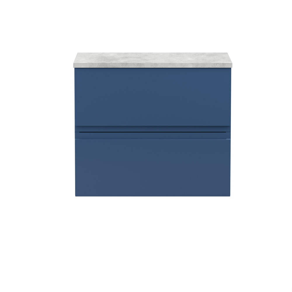 Hudson Reed Urban 600mm 2-Drawer Wall Hung Satin Blue Vanity Unit & Worktop
