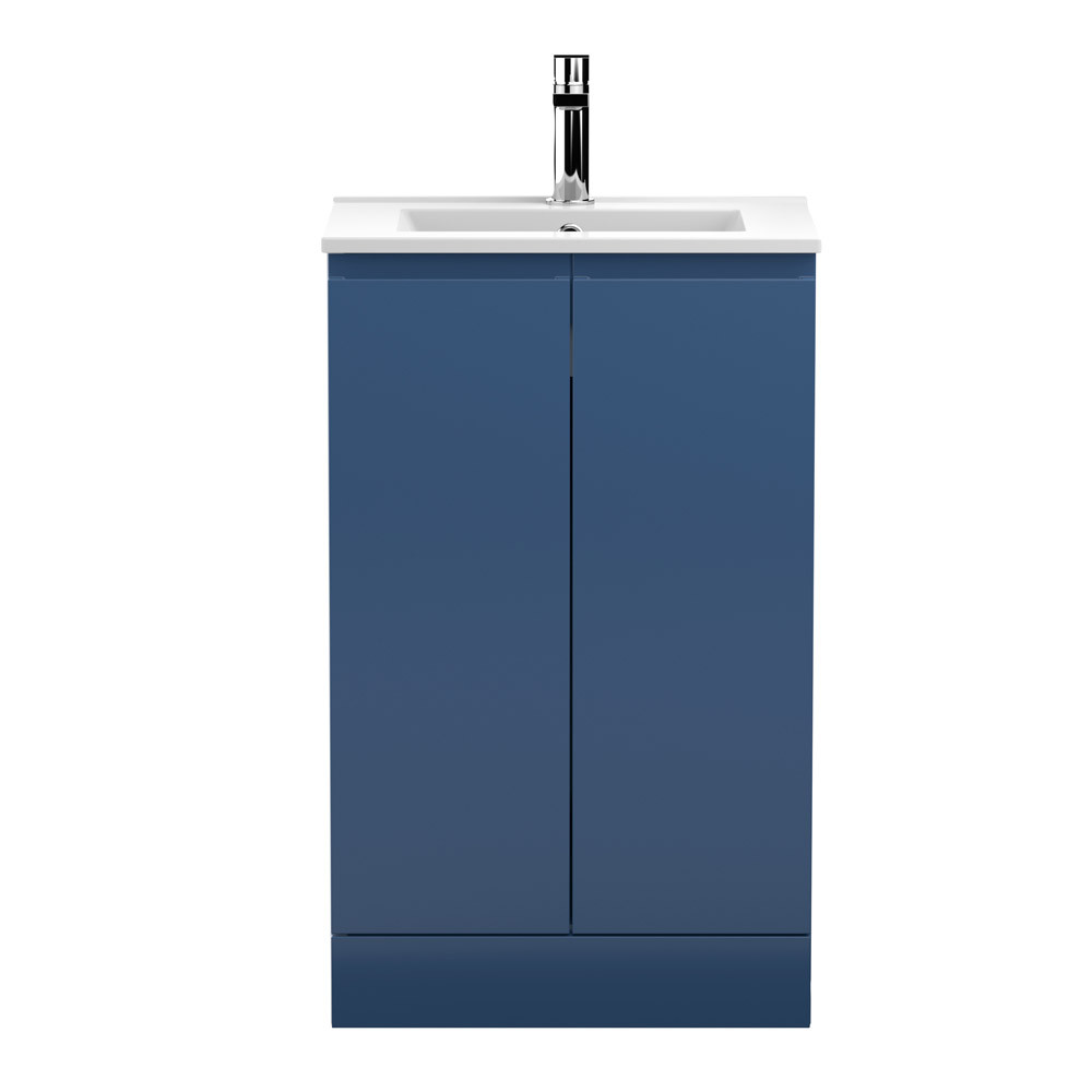 Hudson Reed Urban 2-Door Free Standing Satin Blue Vanity Unit & Basin 2