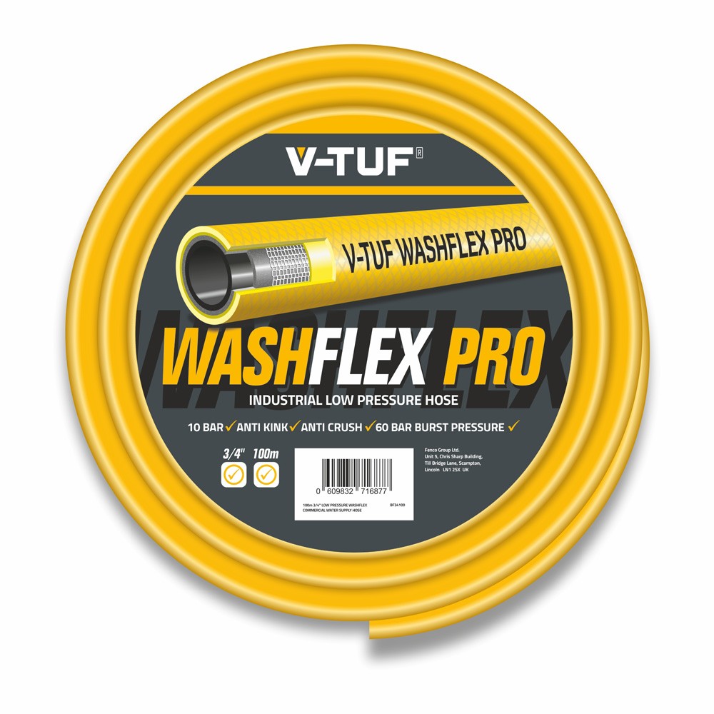 V-TUF 3/4 inch Low Pressure Washflex Pro Water Supply Hose - 100m