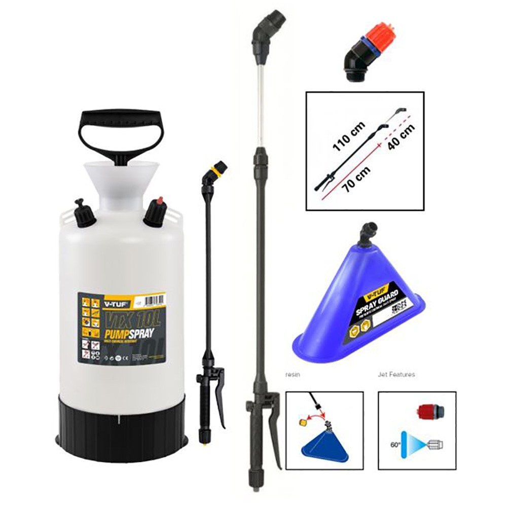V-TUF 10l Multi Chemical Resistant Sprayer with Telescopic Lance & Spray Hood