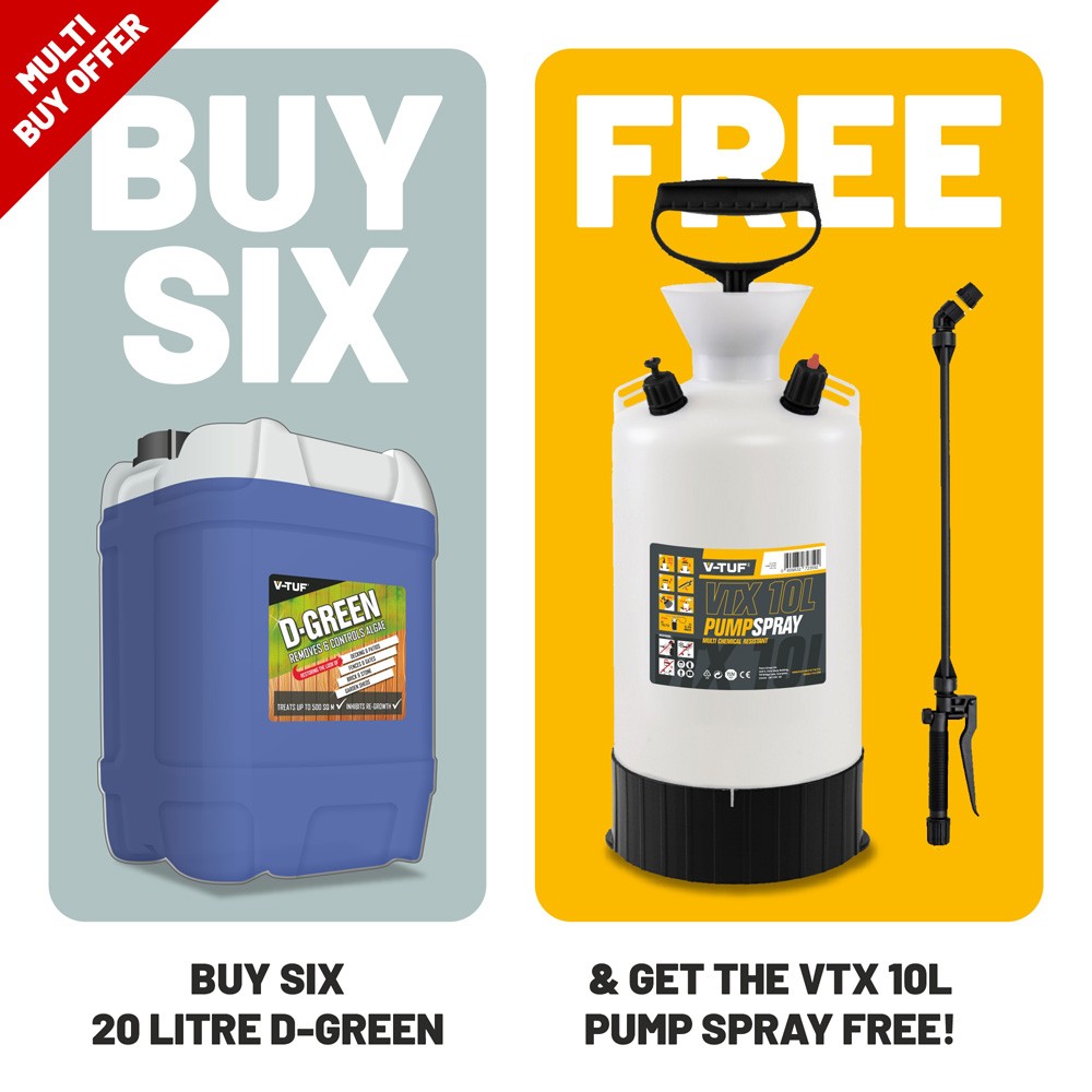 V-TUF 6 x D-GREEN 20l Garden Surface Cleaner VTX - 10l Sprayer