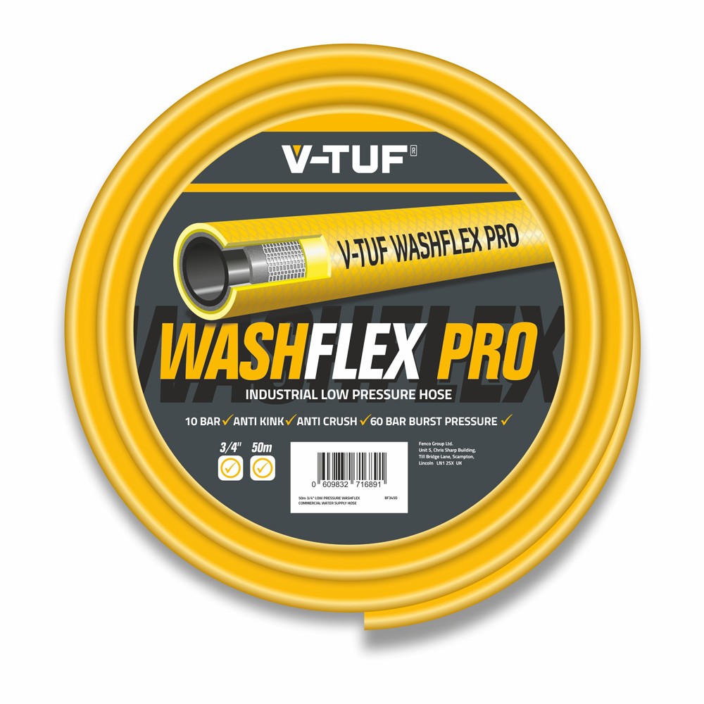 V-TUF 3/4 inch Low Pressure Washflex Pro Water Supply Hose - 50m