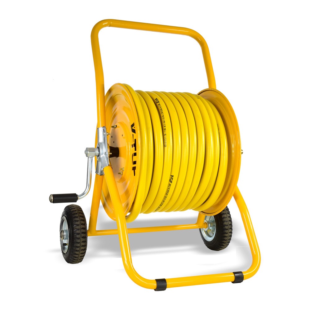 V-TUF Manual Wind Hose Reel Trolley fitted with 3/4 inch Washflex Pro Hose - 50m