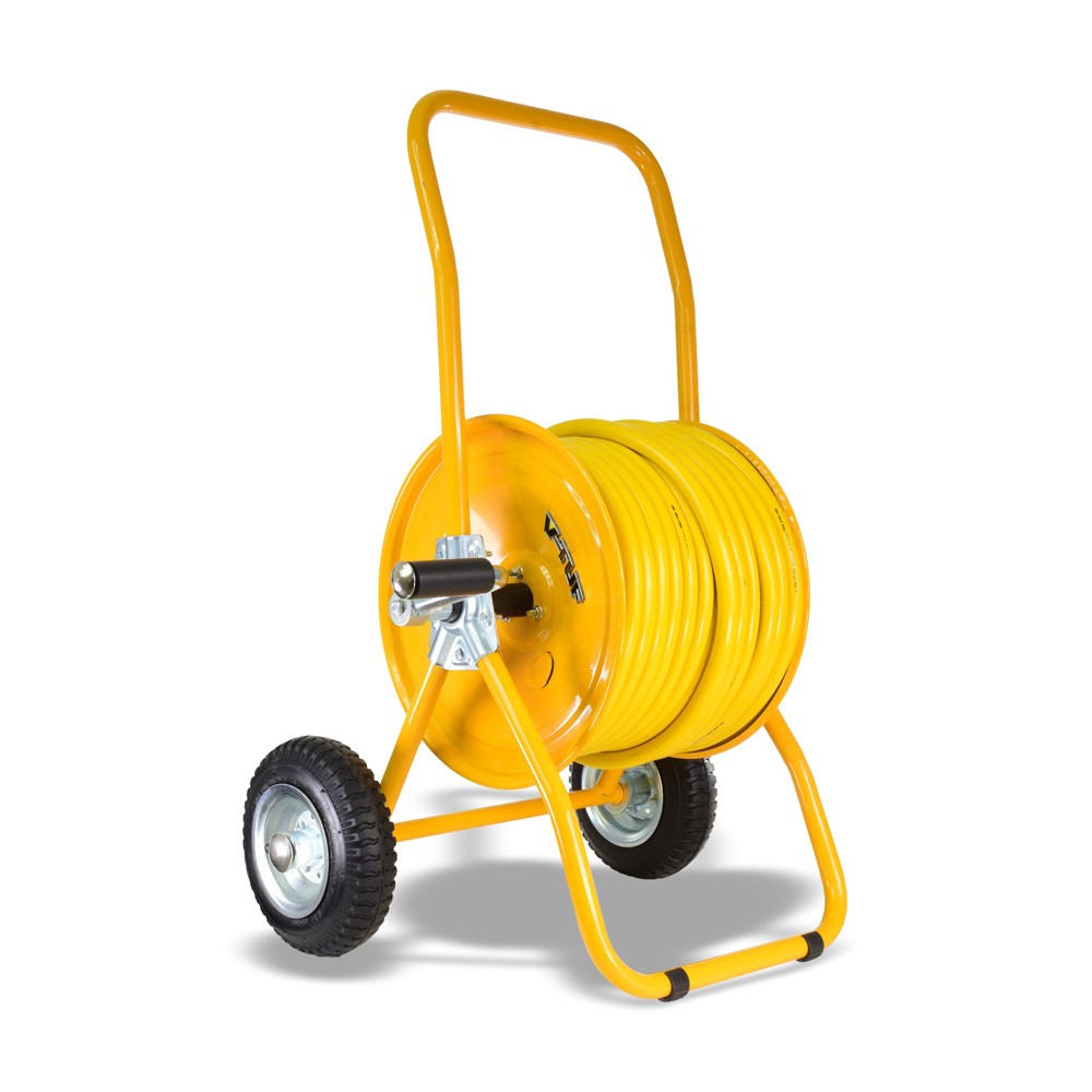 V-TUF Manual Wind Hose Reel Trolley fitted with 1/2 inch Washflex Pro Hose - 50m