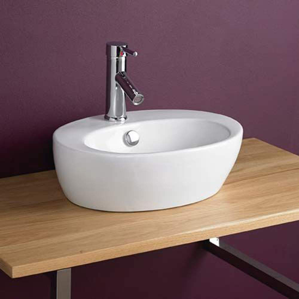 Clickbasin White Valenca 440Mm X 340Mm Ceramic Small Oval Countertop Basin