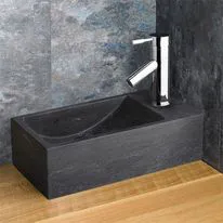 Valletri 400mm Black Limestone Right Hand Rectangular Basin
