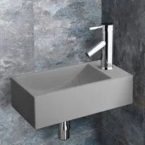 Valletri 400mm Light Grey Sandstone Right Hand Rectangular Basin