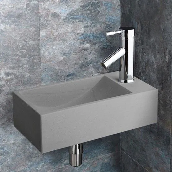 Valletri 400mm Light Grey Sandstone Right Hand Rectangular Basin ...