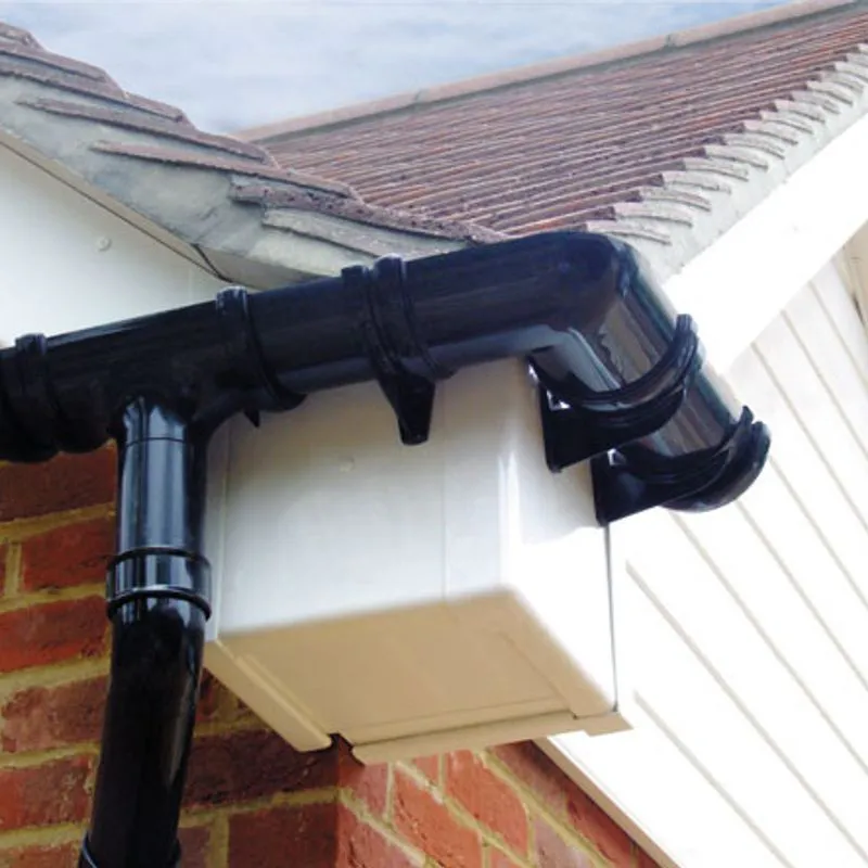 Gutter Socket FloPlast Plastic Guttering 68mm Black Round Downpipe Connector Socket ...