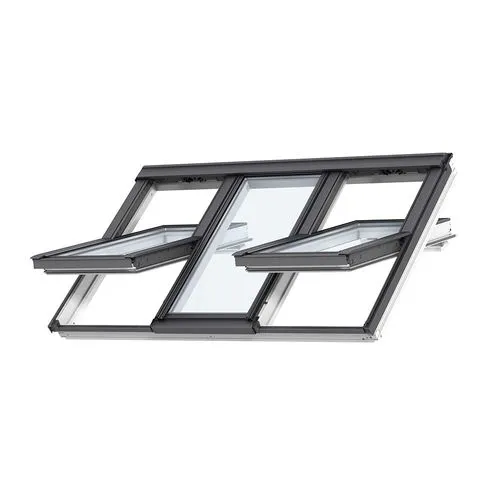 Double Velux VELUX GGLS FFKF06 2066 Centre Pivot 3in1 Window Triple Glaze - 188cm x ...