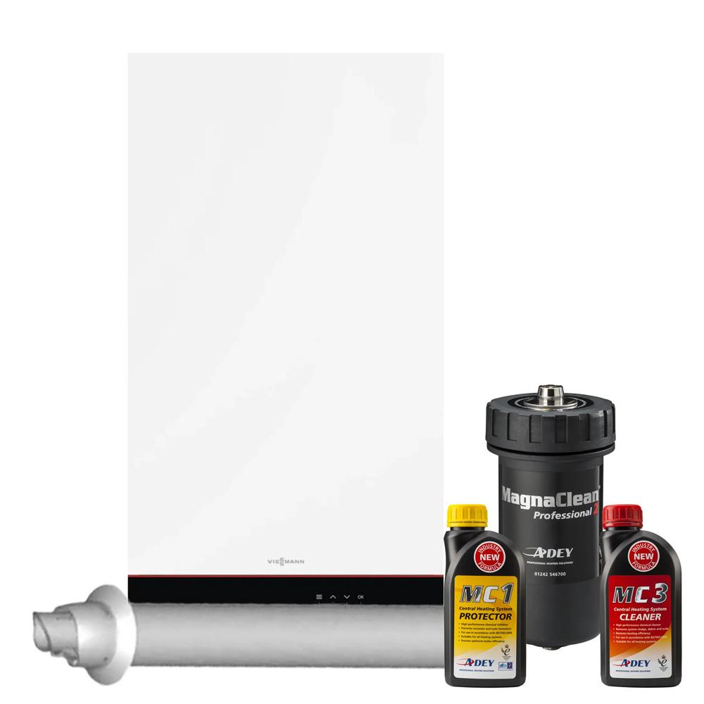 viessmann vitodens 100 w b1kf combi boiler with horizontal flue & magnaclean pro 2 filter pack primary