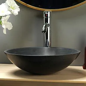 Vieste 300mm Natural Black Stone Round Basin