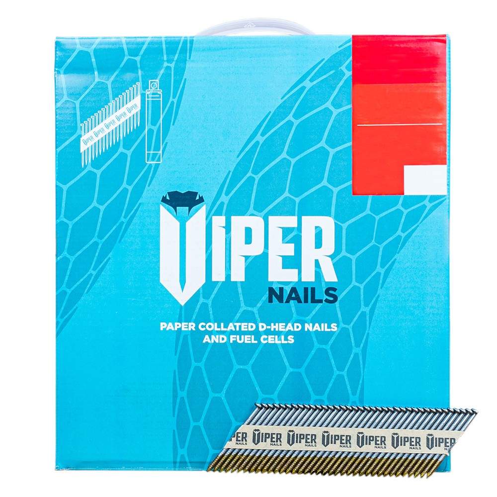 Samac Fixings Viper Electro Galvanised D-Head Smooth 1St Fix Collated Nails Box Of 2200 - 90Mm X 3.1Mm