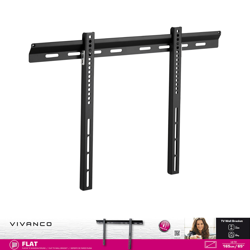 Vivanco Flat TV Wall Bracket For Large Screen Sizes Up To 165 cm / 65