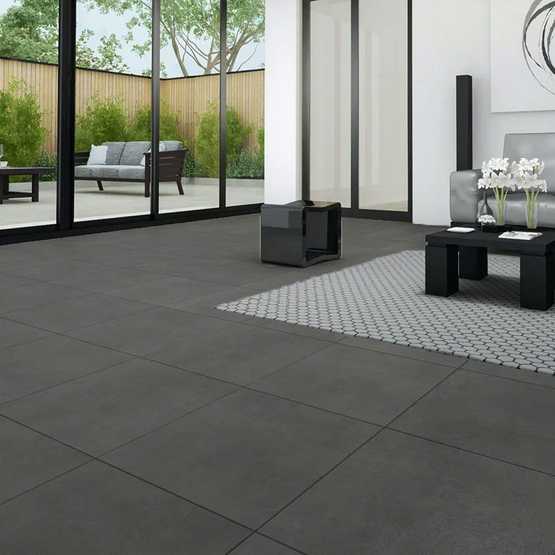 Vogue Anthracite Matt Porcelain Floor Tile - 1000mm x 1000mm ...