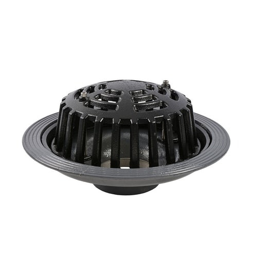 Cast Iron Rainwater Roof Outlet Vertical Thread with Dome Grate