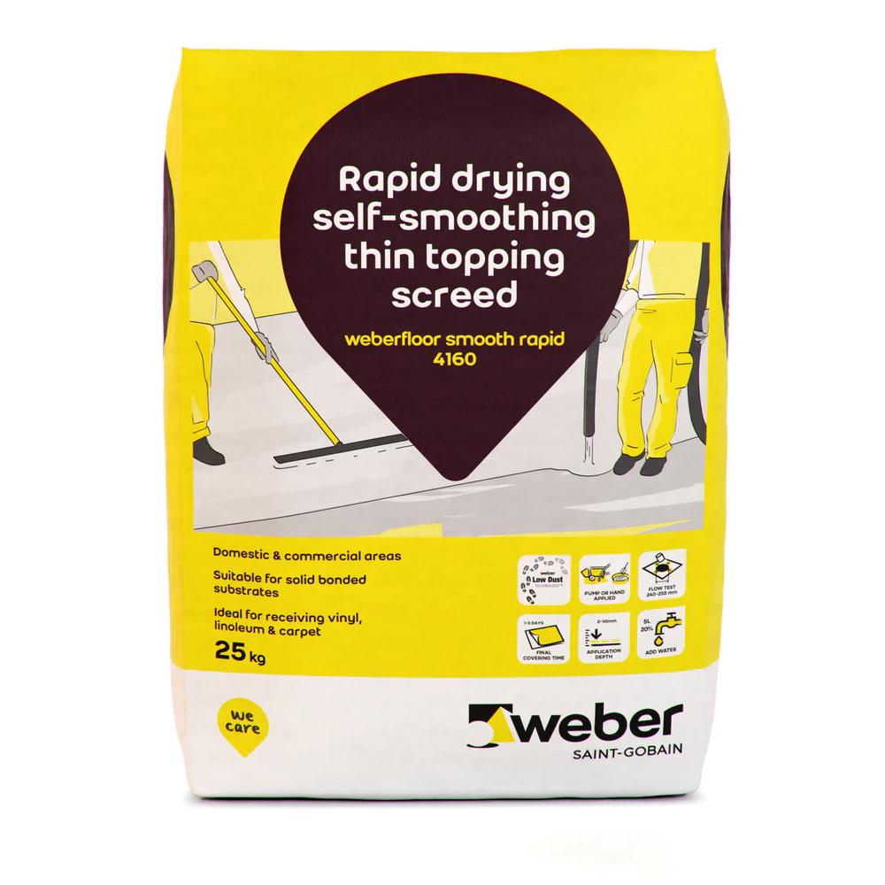Weberfloor Smooth Rapid Drying 4160 Self-Smoothing Thin Topping Screed - 25kg