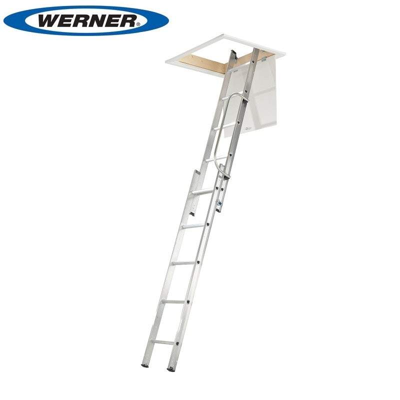 Werner 2 Section Loft Ladder With Handrail - Bs En 14975 Aluminium