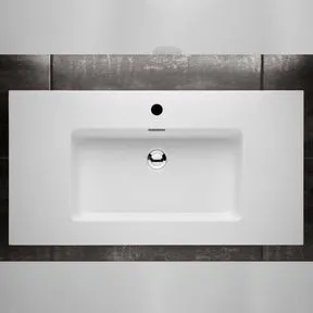 Loft 90 Stone Ash Grey Cabinet & Basin with Matt Black Mixer Tap & Waste