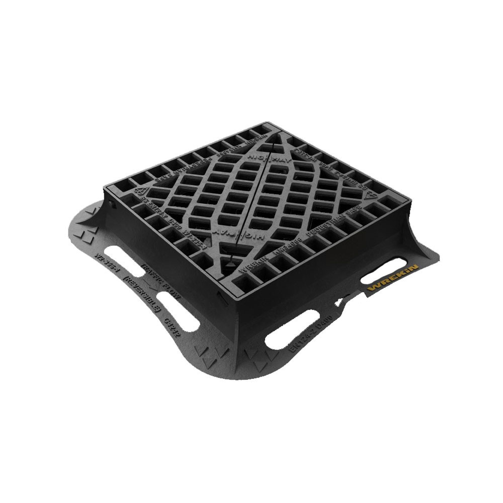 WREKIN Highway D400 3-Flange Pedestrian Friendly Ductile Iron Gully Grate - 425mm x 425mm x 100mm