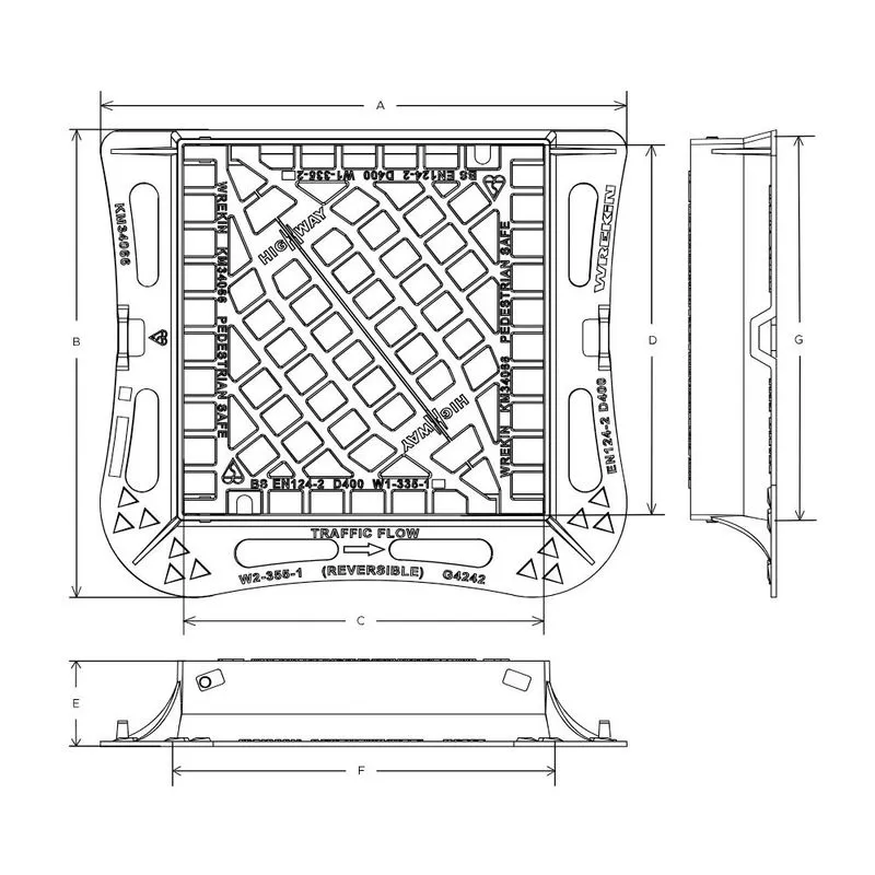 Type R Gully WREKIN Highway D400 3-Flange Pedestrian Friendly Ductile Iron Gully ...