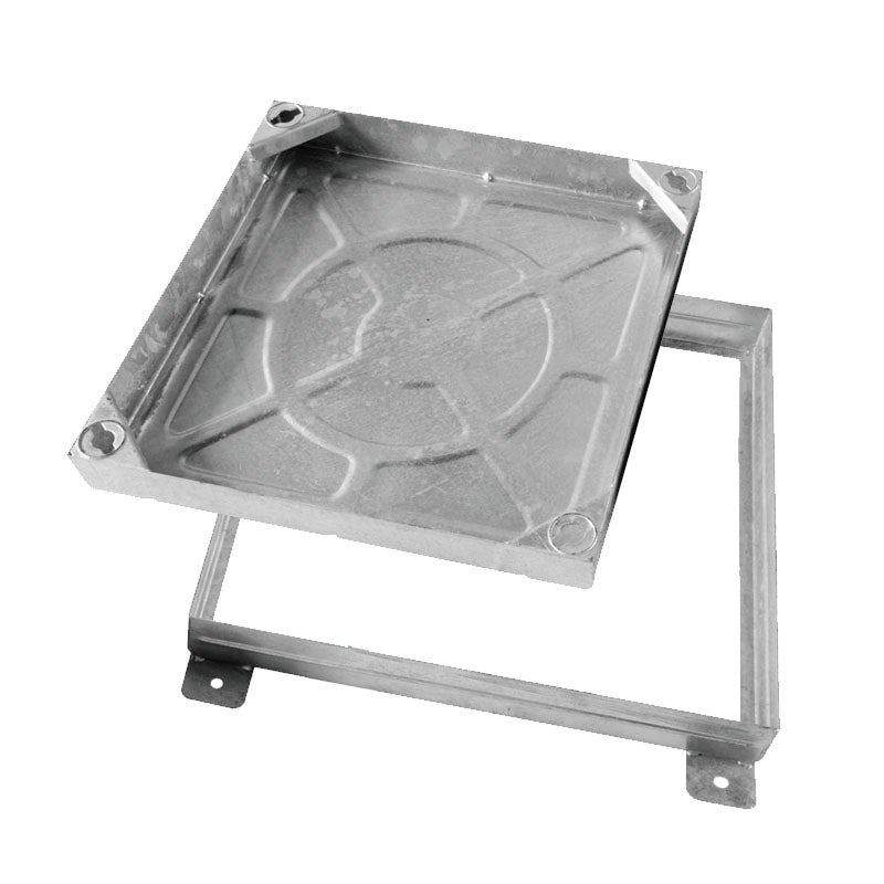 Wrekin Silver Recessed 80Mm Block Paving Manhole Cover 600Mm X 450Mm X 100Mm - 25 Tonnes Galvanised Steel