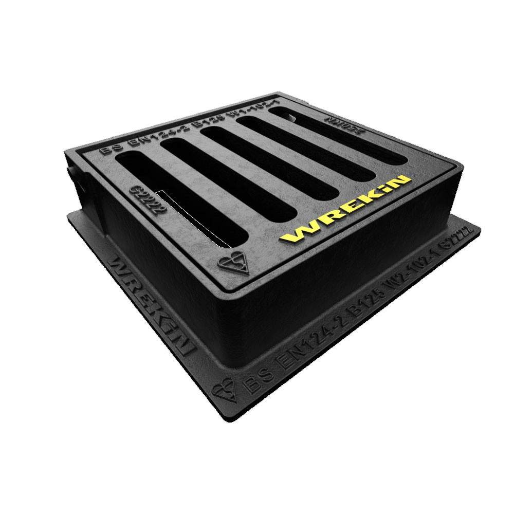 Wrekin Black Tristar B125 3-Flange Ductile Iron Gully Grate - 225Mm X 225Mm X 65Mm