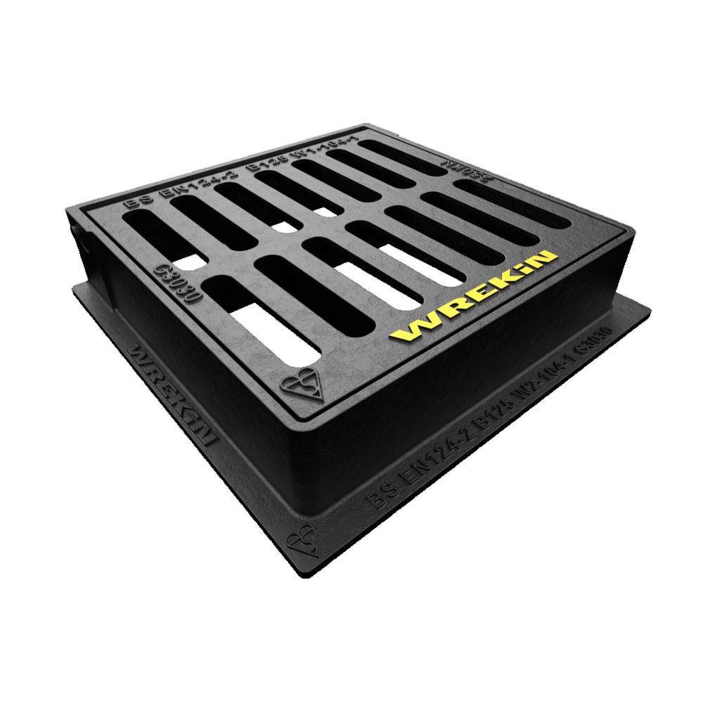 Wrekin Black Tristar B125 3-Flange Ductile Iron Gully Grate - 300Mm X 300Mm X 75Mm