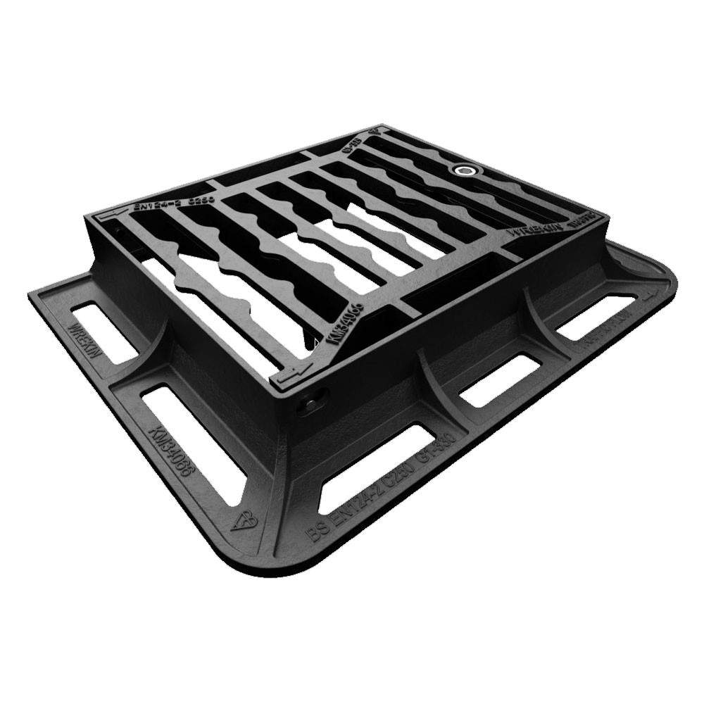 Wrekin Black Tristar C250 3-Flange Ductile Iron Gully Grate - 385Mm X 320Mm X 75Mm