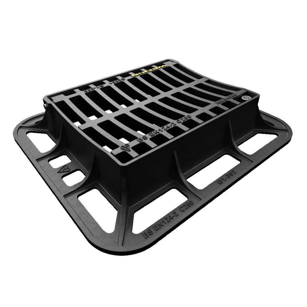 WREKIN Tristar C250 Dished 4-Flange Ductile Iron Gully Grate - 390mm x 315mm x 100mm