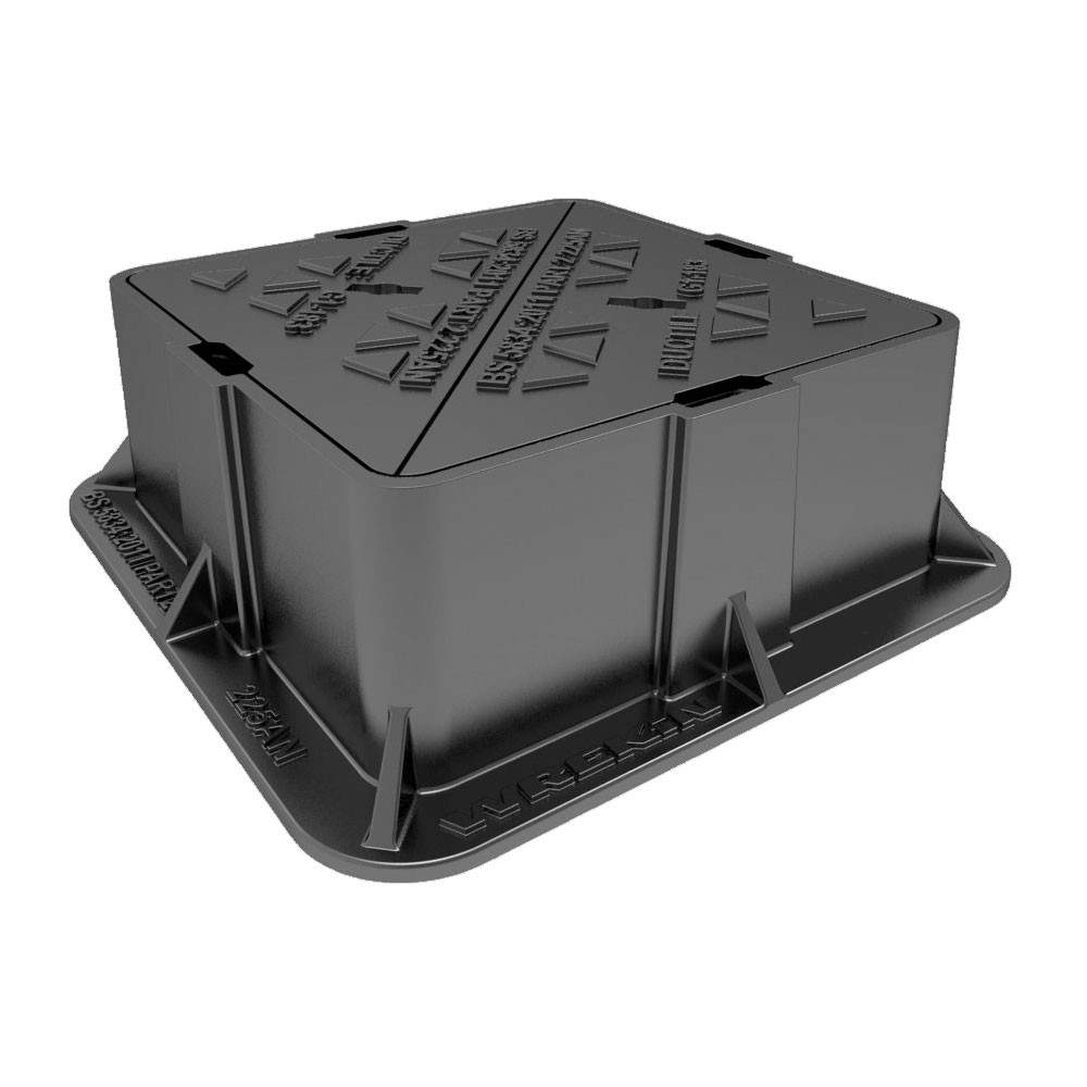 Wrekin Black Tristar Ductile Iron W Surface Box & 100Mm Frame - 225Mm X 225Mm