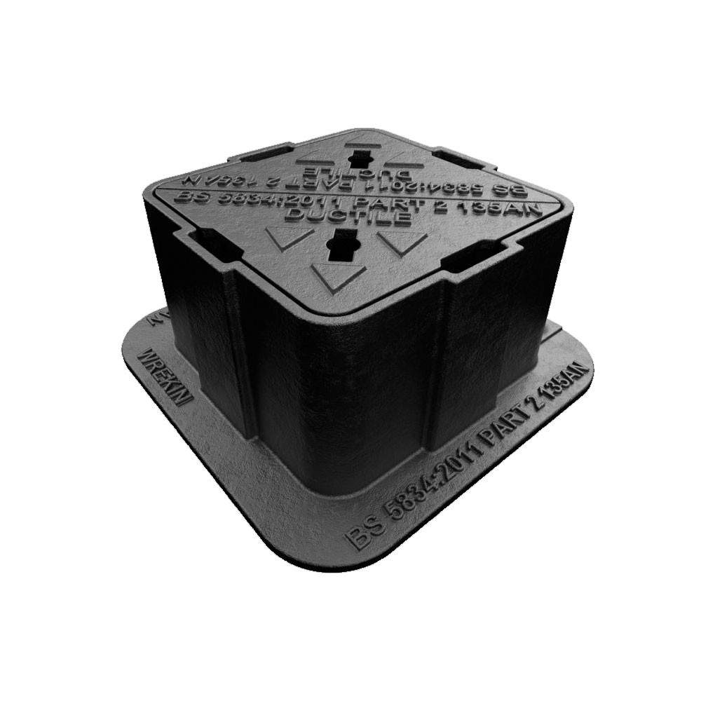 Wrekin Black Tristar Ductile Iron W Surface Box & 100Mm Frame - 150Mm X 150Mm