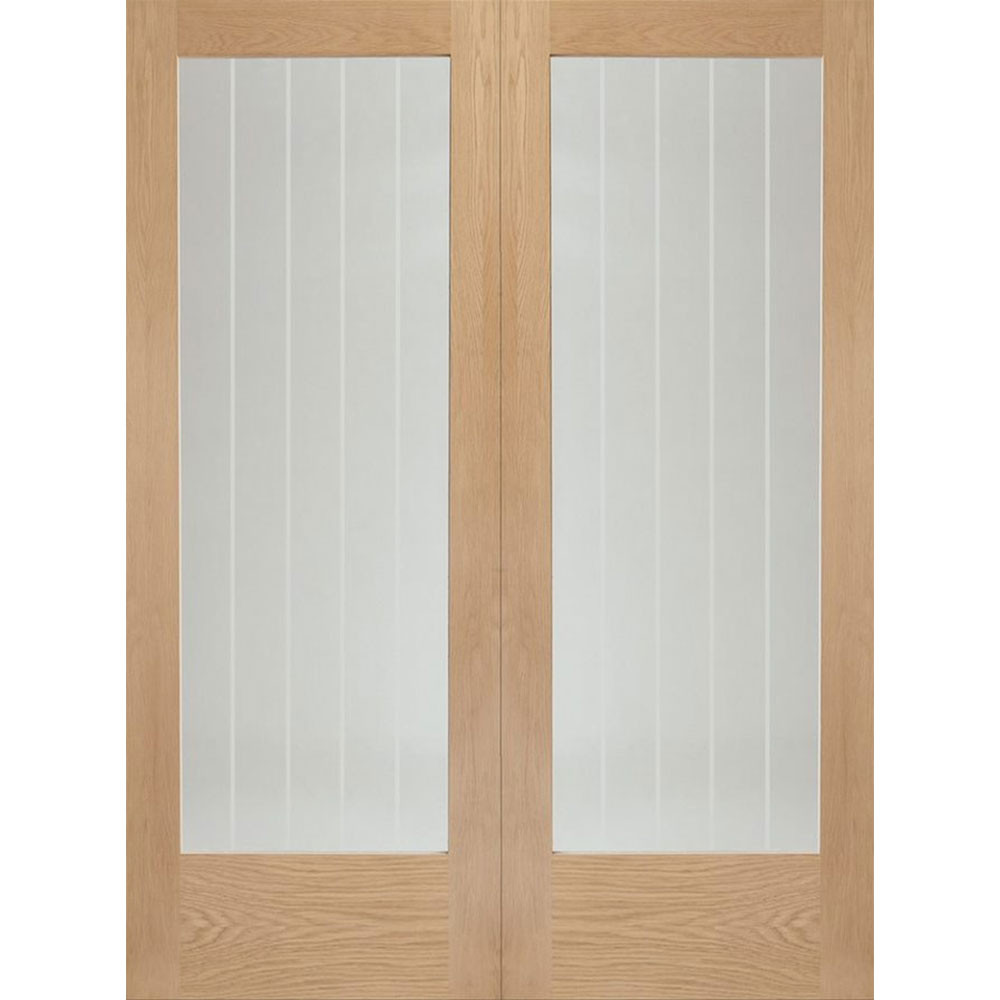 XL Joinery Suffolk Cottage Unfinished Oak Glass Internal Door Pair
