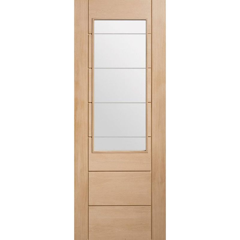 XL Joinery Palermo Unfinished Oak Clear Etched Glazed Internal Flush