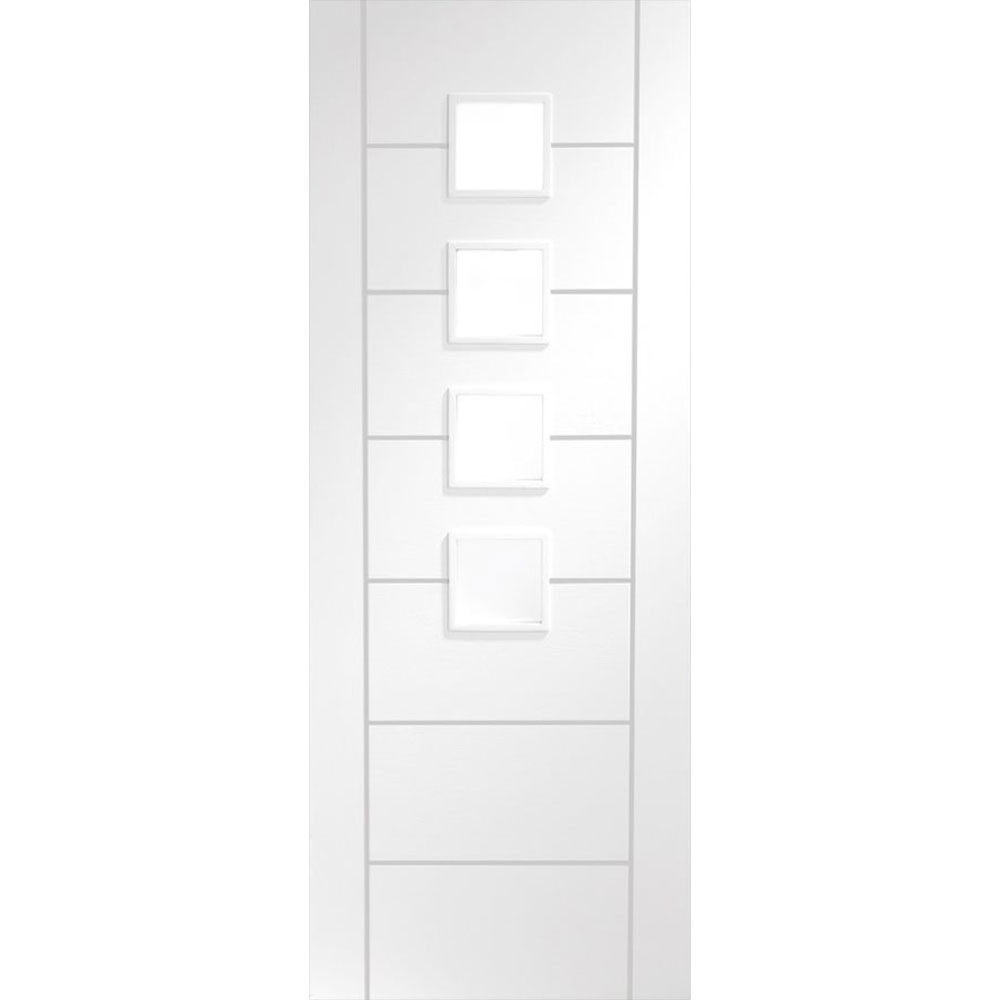 XL Joinery Palermo White Primed Palermo Obscure Glass Internal Ladder Door