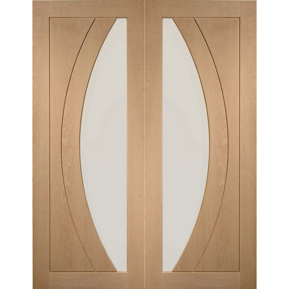 XL Joinery Salerno Unfinished Oak Glass Internal Door Pair