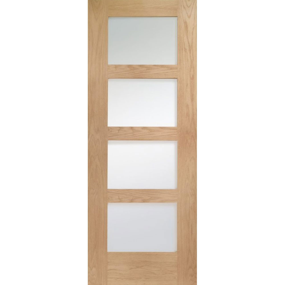 XL Joinery Shaker Unfinished Oak 4 Light Clear Glazed Internal Door