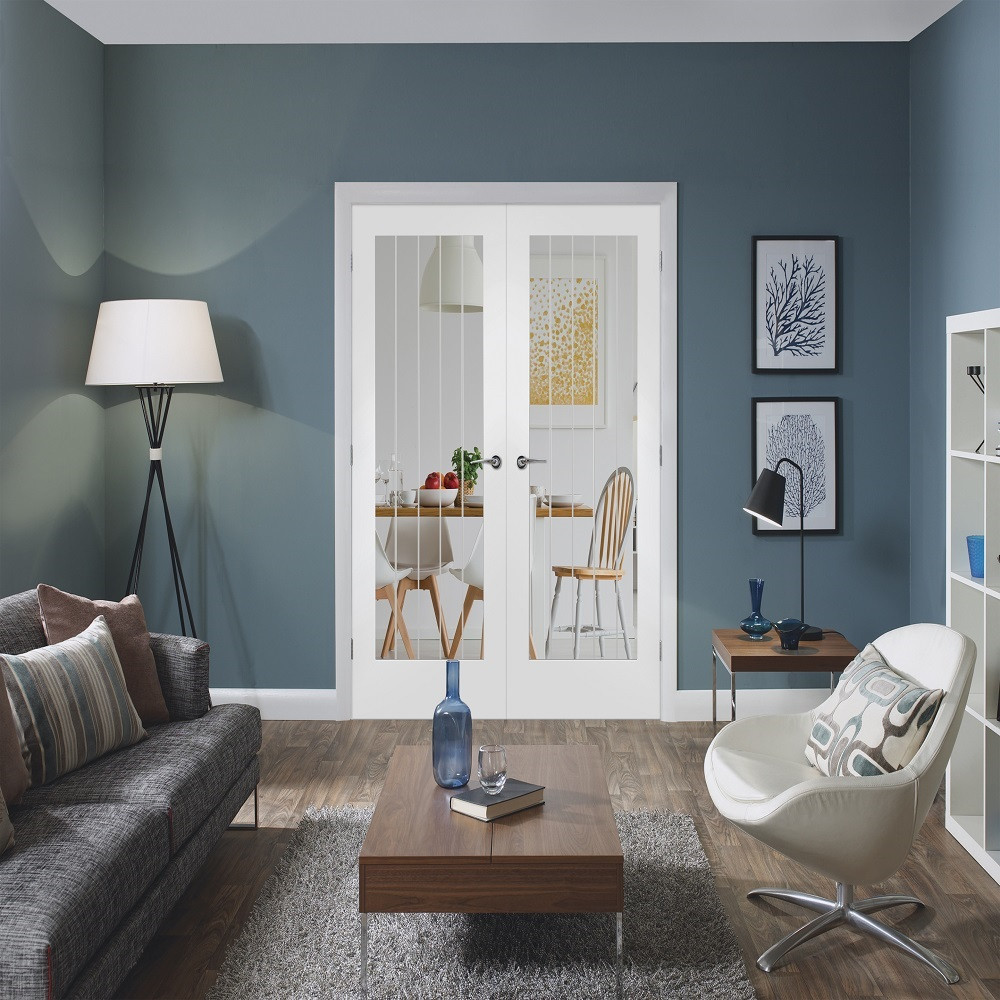 XL Joinery Suffolk Cottage White Primed Glazed Internal Door Pair Lifestyle 1