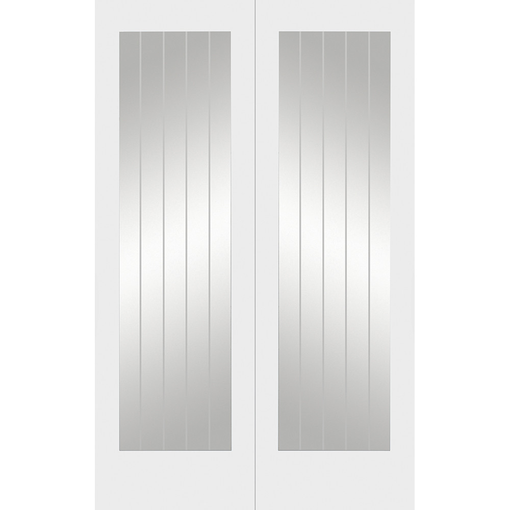 XL Joinery Suffolk Cottage White Primed Glass Internal Door Pair