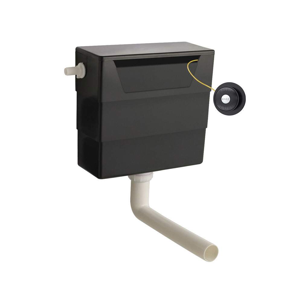 Nuie Matt Black Concealed Cistern & Traditional Dual Flush Push Button Hd Polyethylene