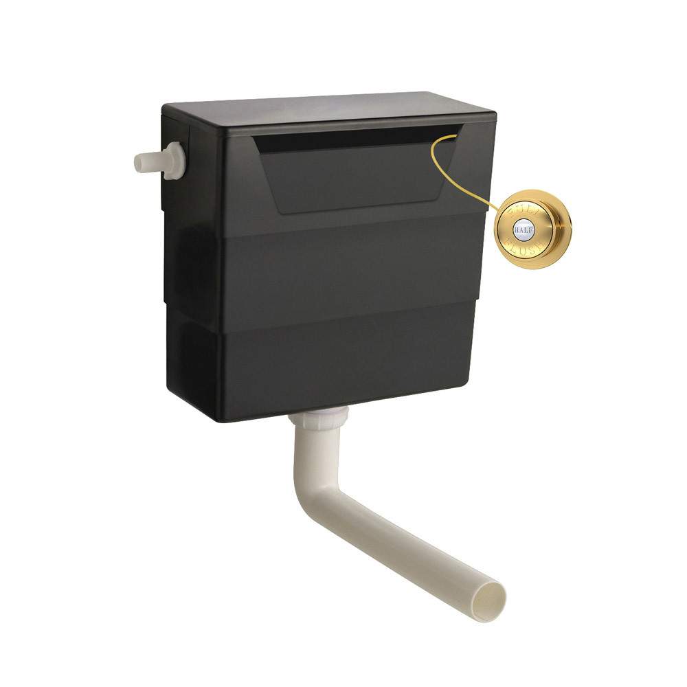 Nuie Brass Concealed Cistern & Traditional Brushed Dual Flush Push Button Hd Polyethylene