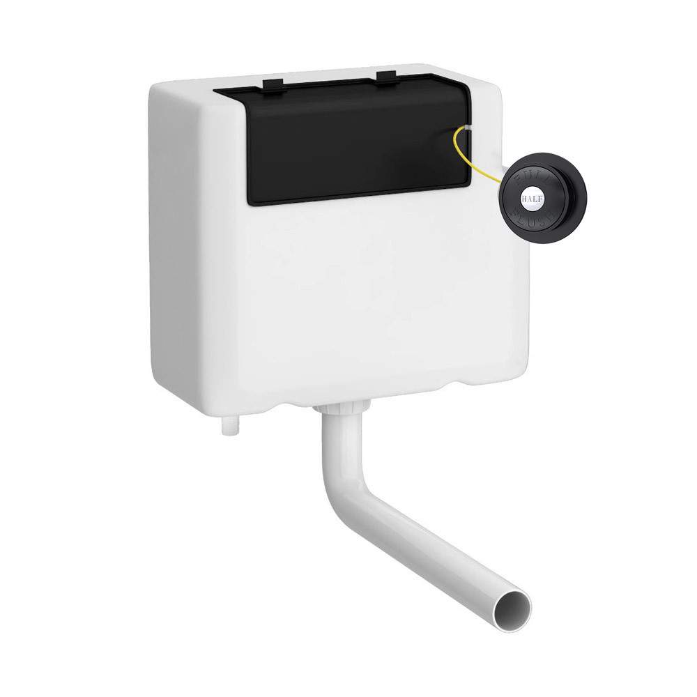 Nuie Black Dual Flush Cistern With Bottom Inlet & Traditional Push Button Hd Polyethylene