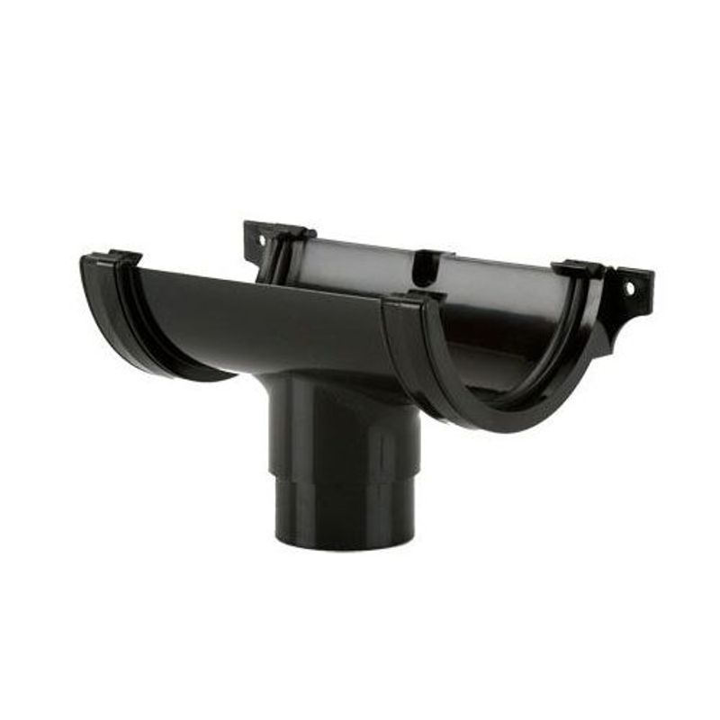 Plastic Guttering Half Round Style Running Outlet 112mm Black