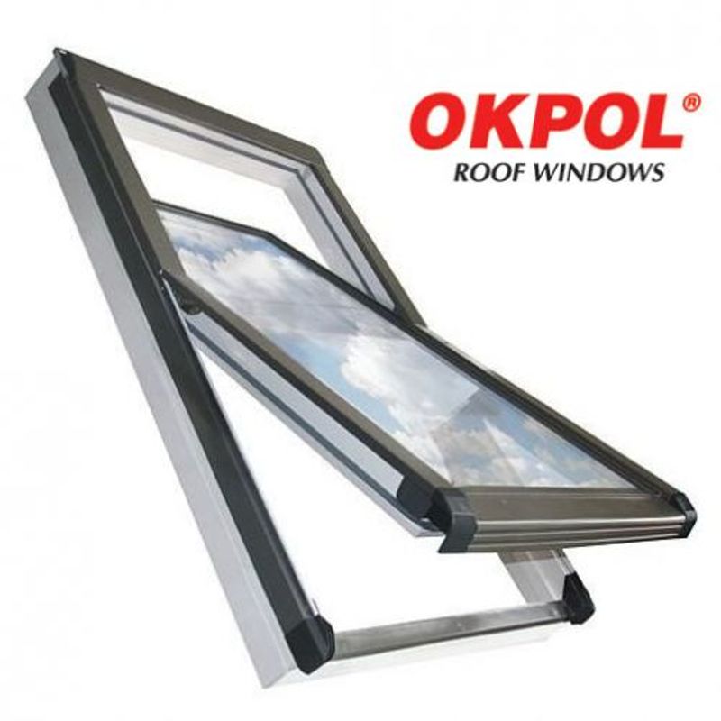 OKPOL (78cm x 118cm) Centre Pivot PVC Roof Window Toughened Glazing