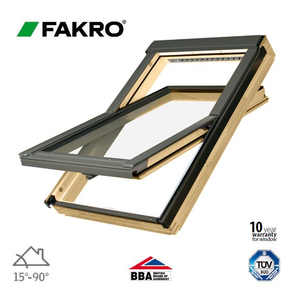 Fakro FTP - V U3/06 Pine Centre Pivot Window Toughened - 78cm x 118cm