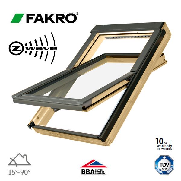 Fakro FTP - V U3/03 Pine Centre Pivot Z-Wave Roof Window - 66cm x 98cm